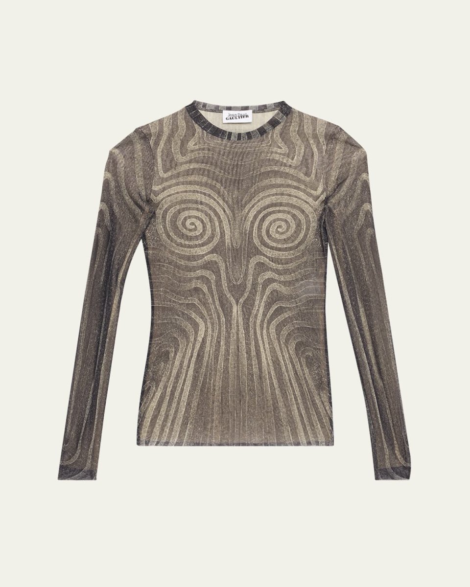Spiral Print Mesh Top